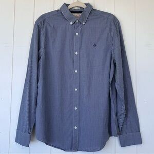 Original Penguin Men’s Button Down Shirt Long Sleeves Blue/White‎ Check Large